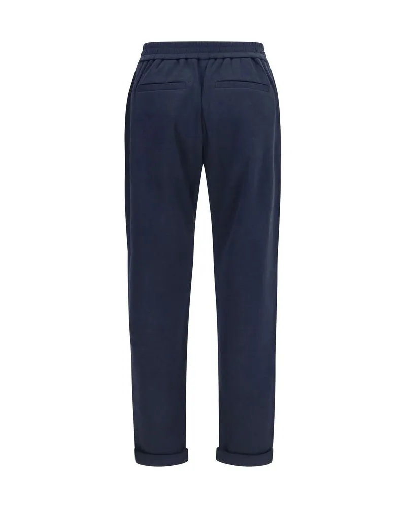 Brunello Cucinelli Women's Blue Polyamide Casual Pants Navy