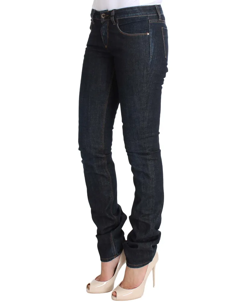CoSTUME NATIONAL Women's Blue Cotton Stretch Slim Fit Jeans Clothing Blue