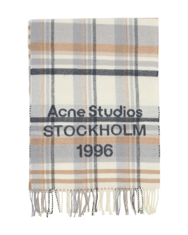 Acne Studios Unisex Checkered Scarf -  Wool Beige Accessories Beige