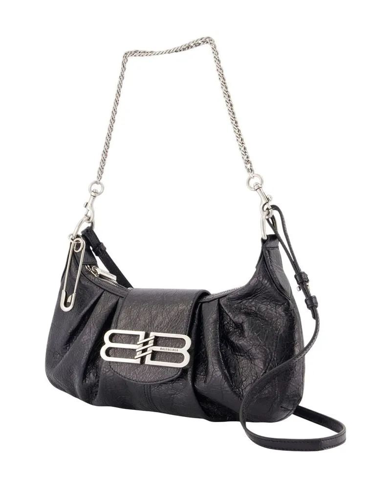 Balenciaga Women's Pamela Shoulder Bag -  Leather Black Lambskin Shoulder-Hobo-Bags Black