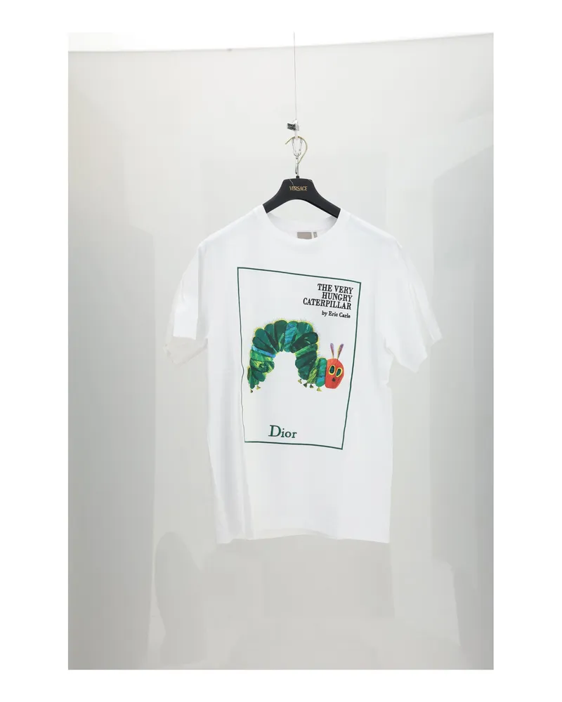 Dior Catterpillar Motif Cotton T-Shirt — White White