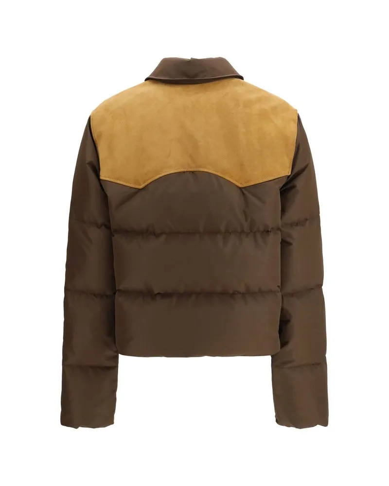 Miu Miu Women's Brown Recycled Polyester Full-Length Jacket Clothing Brown