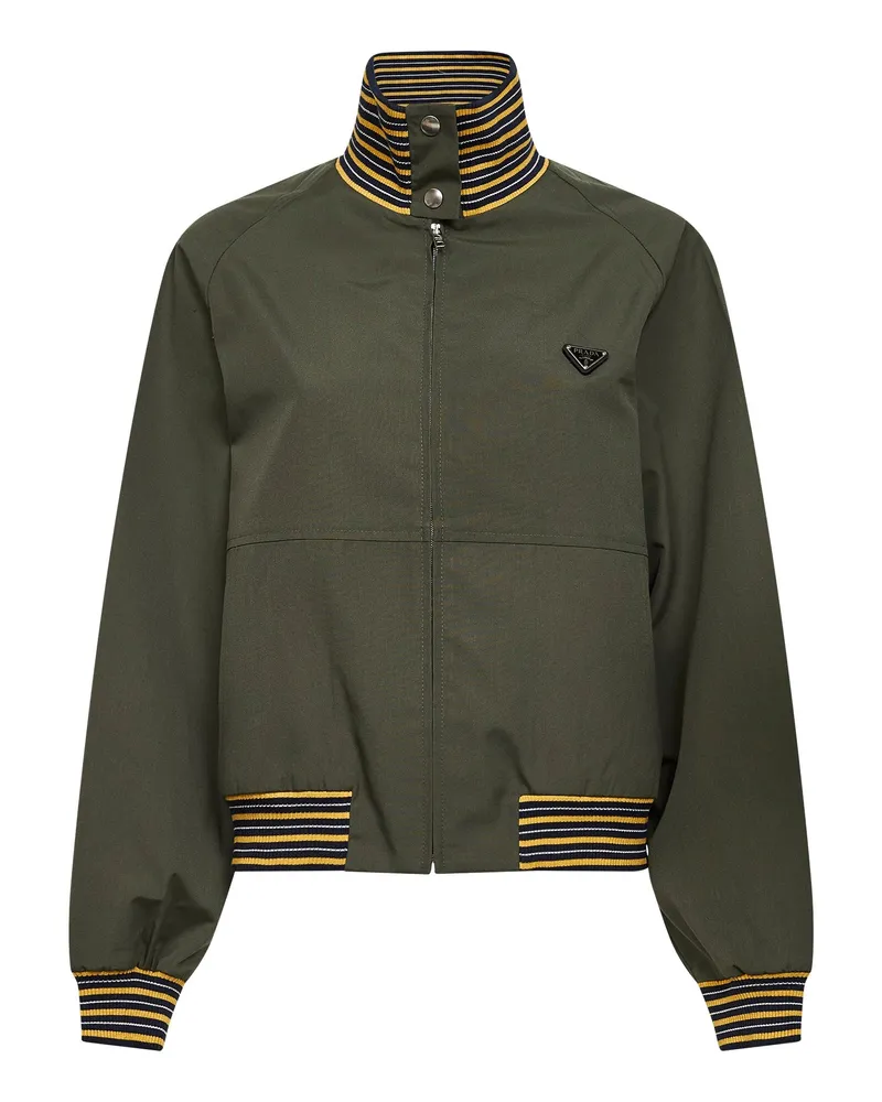 Prada Military Twill Bomber Jacket — Green Green