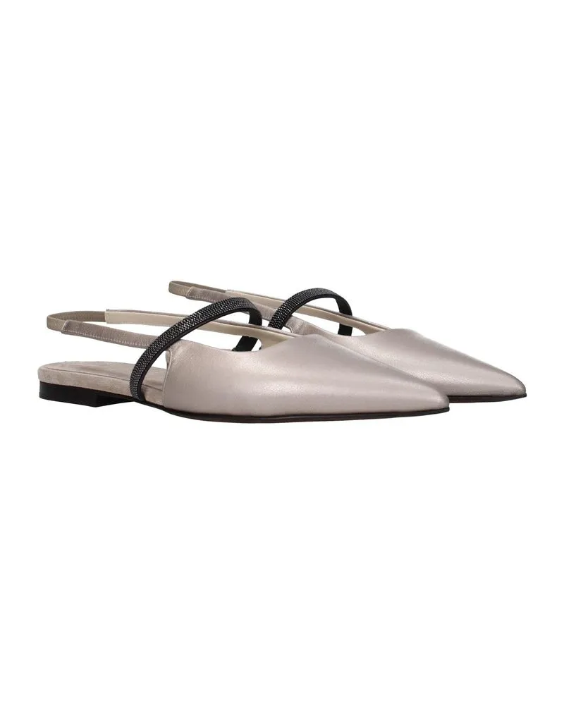 Brunello Cucinelli Women's Beige Leather Ballet Flats Beige