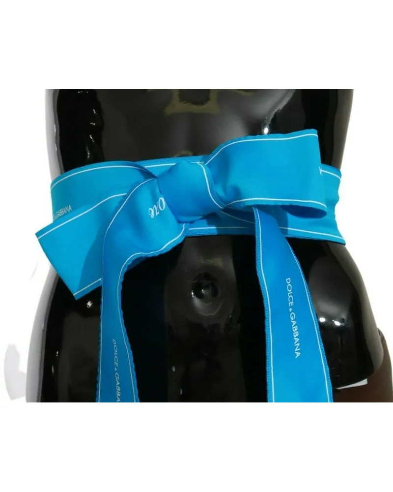 Dolce & Gabbana Women's Blue Waist Ribbon Wide Bow Belt Polyester Blue