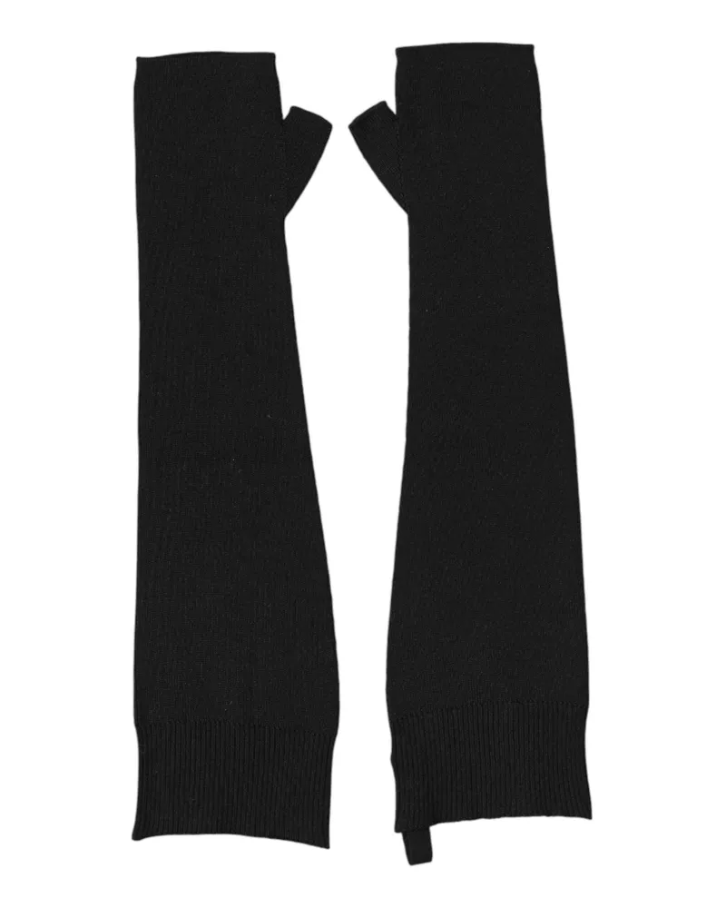 Dolce & Gabbana Black Virgin Wool Knitted Fingerless Men Gloves Black