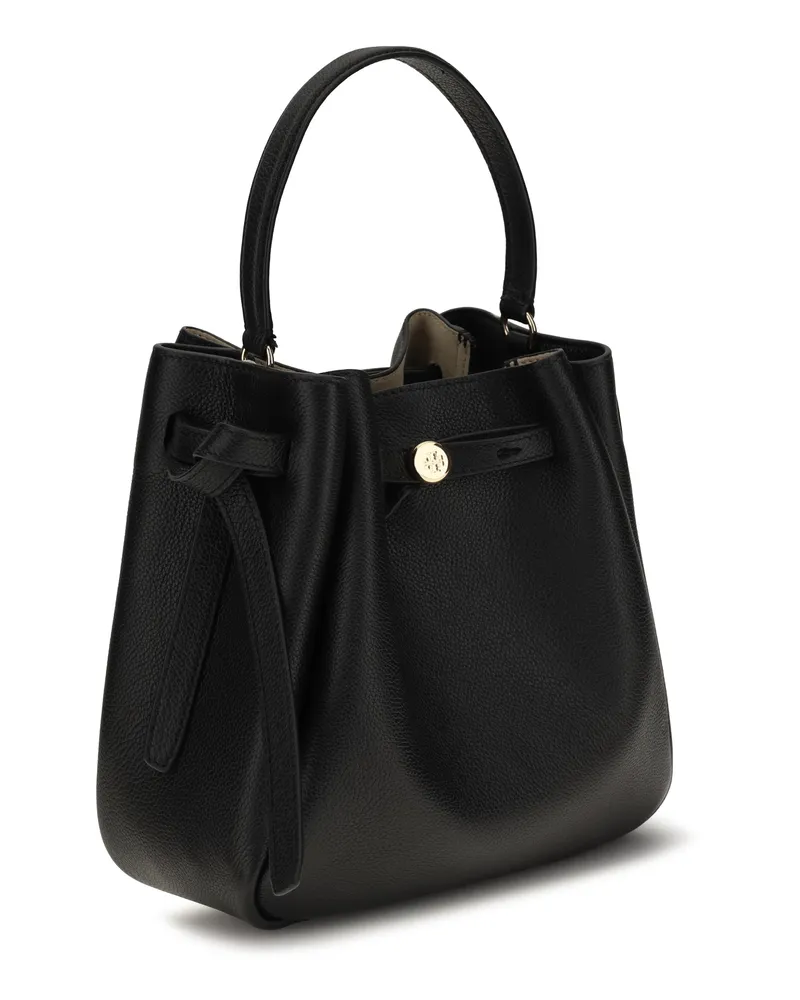 Tory Burch Women's Romy Hammered Leather Bucket Bag Black Calf Bos Taurus Black