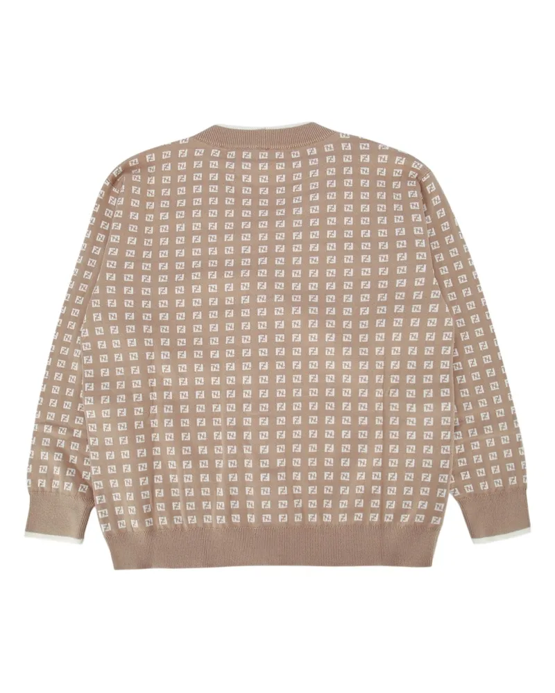 Fendi Boys' Cardigan Micro Ff Cotto Linengesso Maglieria Sweater Beige
