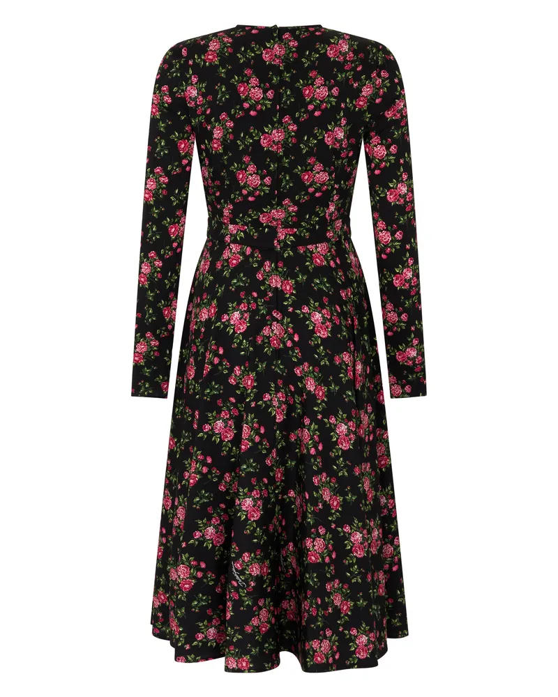 Dolce & Gabbana Women's Dress Silk Floral Black Light Blue Polyester Black