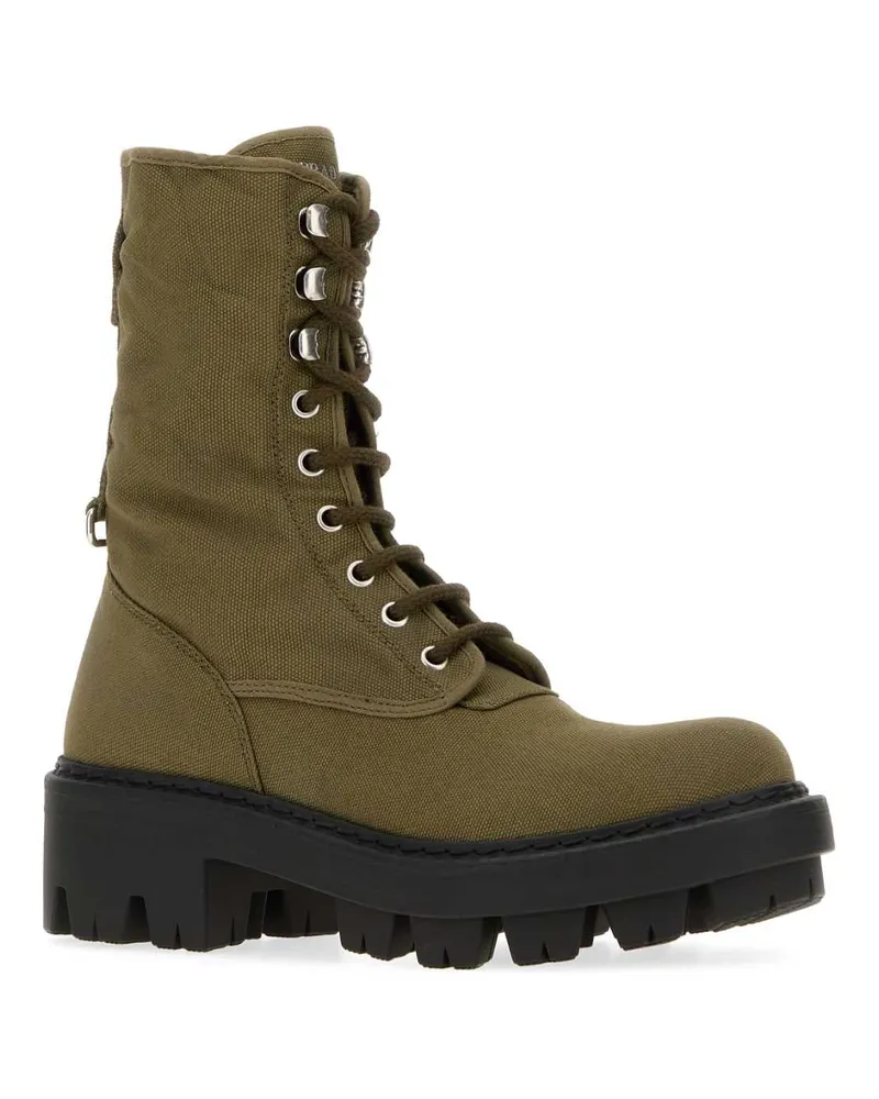 Prada Women's Olive Green Canvas Boots Militare Stivali Green
