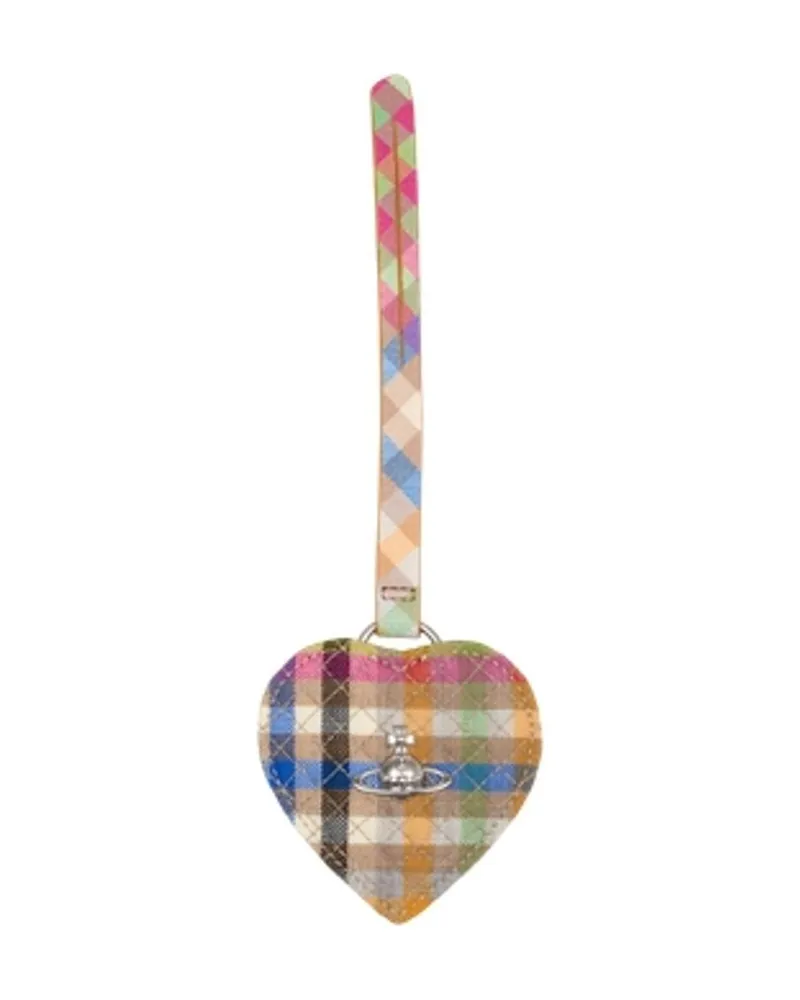 Vivienne Westwood Women's Heart Mirror Charm Keychain Wool Multicolor Accessories Keychains Multicolor