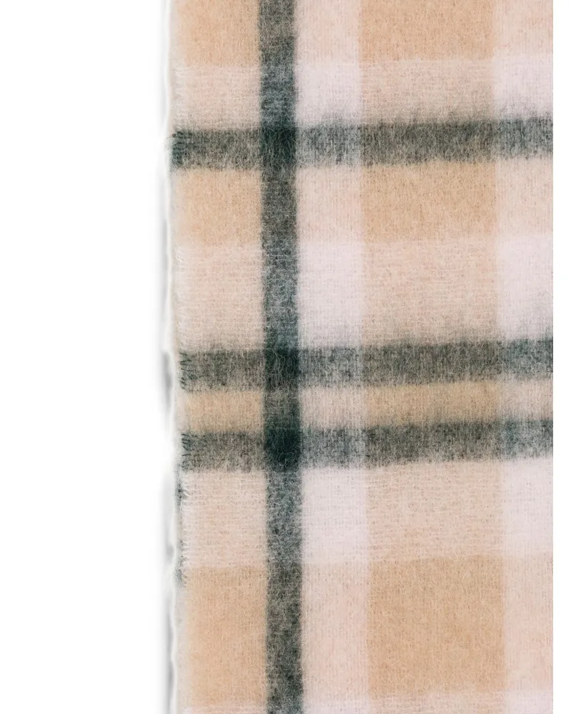 Closed Checked Alpaca-Blend Scarf — Pink Pink