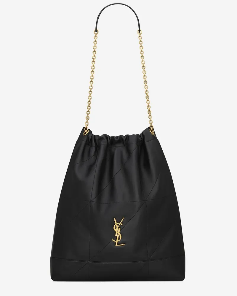 Saint Laurent Women's Pochon Bag Jamie Large Black Leather Lambskin Shoulder Black