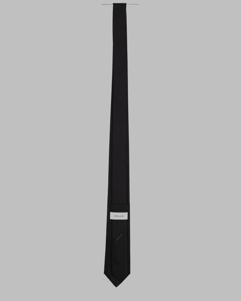 Ferragamo Jacquard Silk-Blend Necktie — Black Black