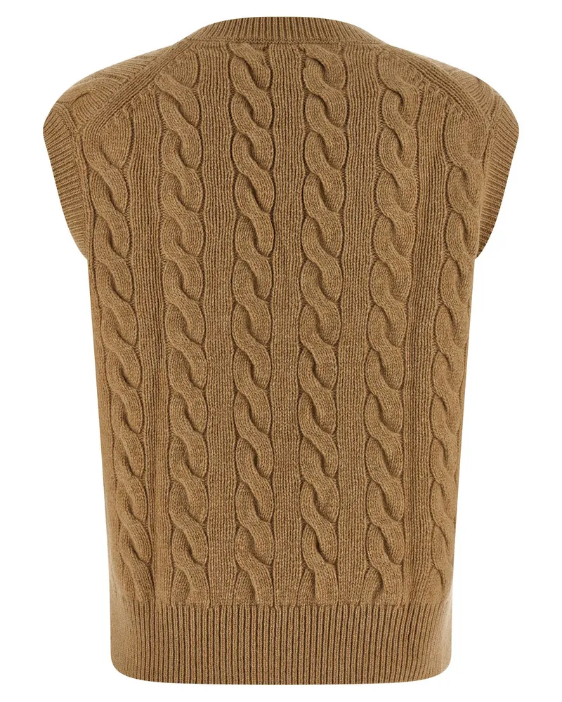 Ralph Lauren Braided Wool and Cashmere Blend Vest — Beige Beige