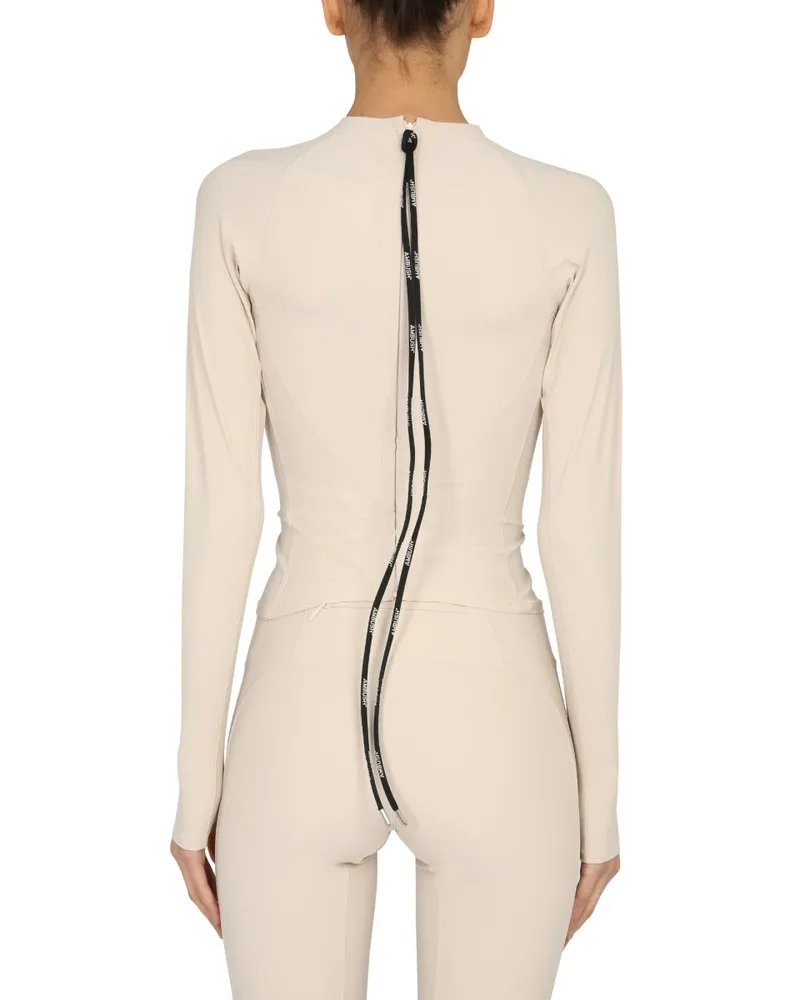 AMBUSH Long Sleeve Polo Neck with Back Zip T-Shirt — Beige Beige