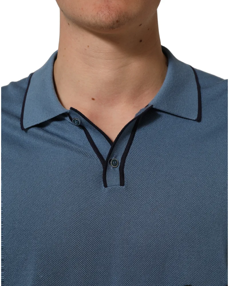 Dolce & Gabbana Embroidered Logo Cotton Polo — Blue Blue
