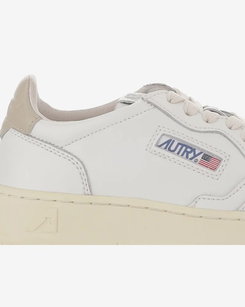 AUTRY Women's Leather Sneakers Medalist Low Beige Trainers Beige