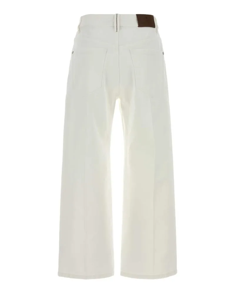 Brunello Cucinelli Women's White Denim Jeans C600 Exterior: Cotton Pantaloni Trousers White