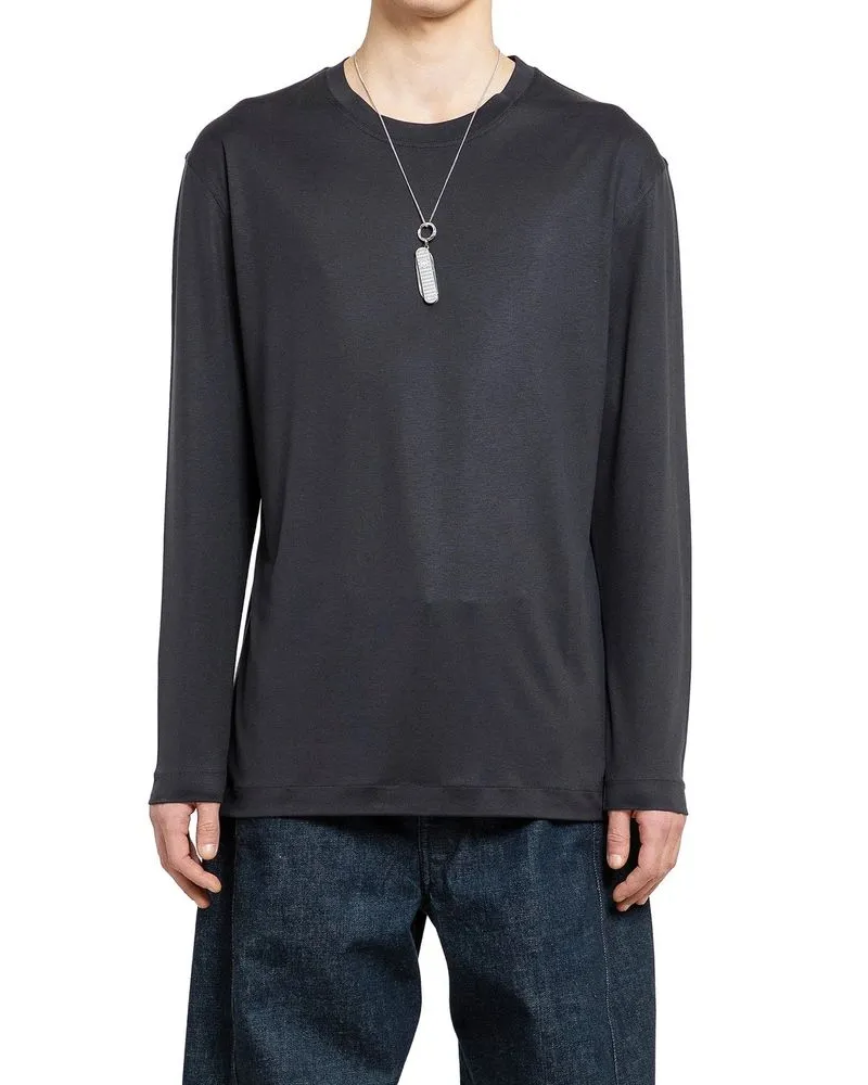 Christophe Lemaire Men's Black Silk T-Shirt Black