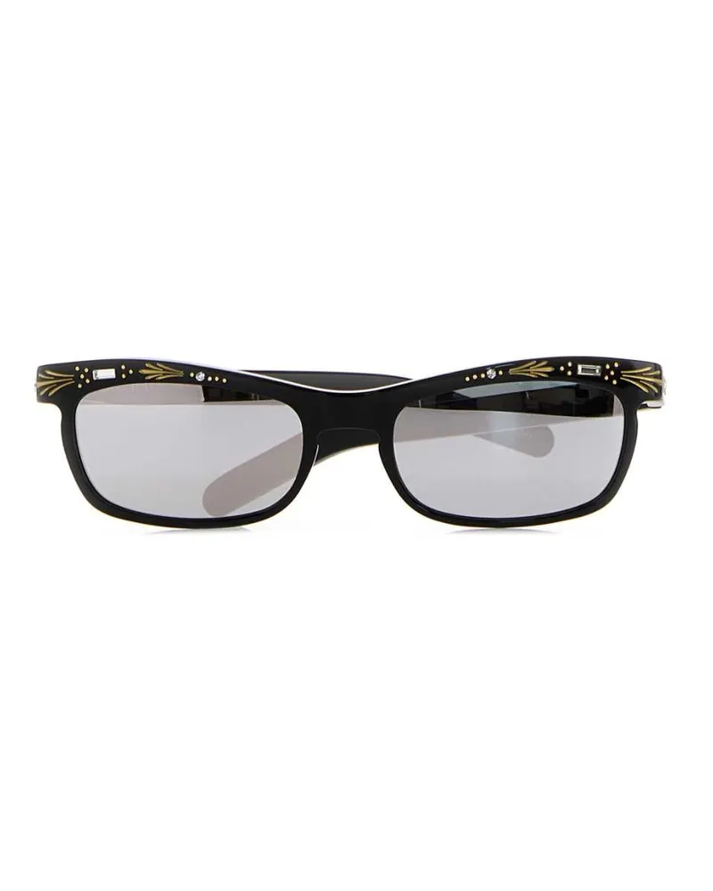Valentino Garavani Women's Black Acetate Sunglasses Blackblacksilver Occhiali Da Sole Black