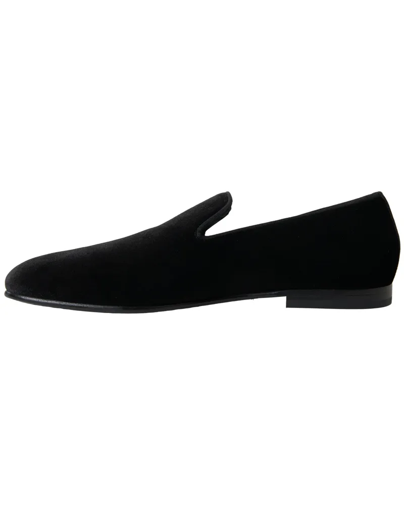 Dolce & Gabbana Men's Black Velvet Loafers Formal Shoes Cotton Black