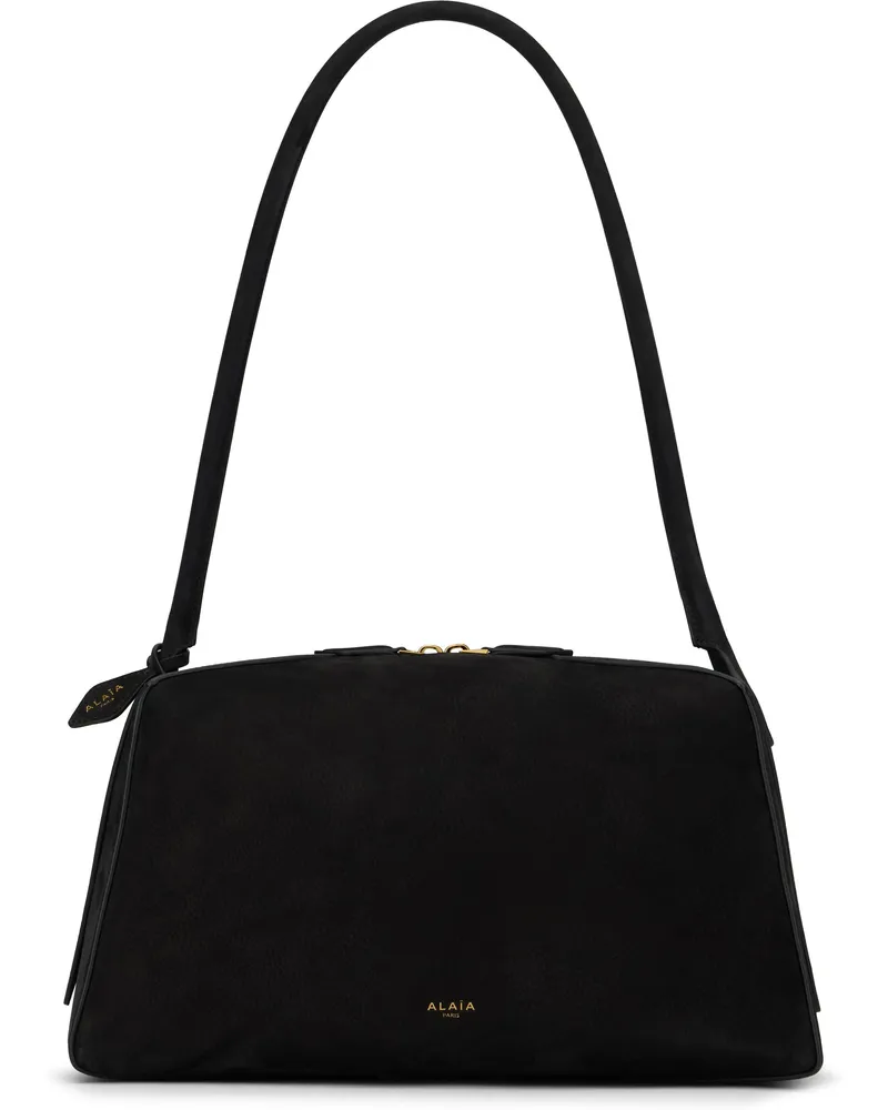 Alaïa Women's Shoulder Bag Le Bouledogue Suede Black Leather Black