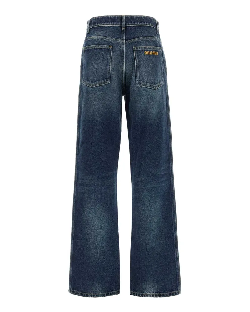 Miu Miu Women's Denim Jeans Bleu Exterior: Cotton Pantaloni Trousers Blue