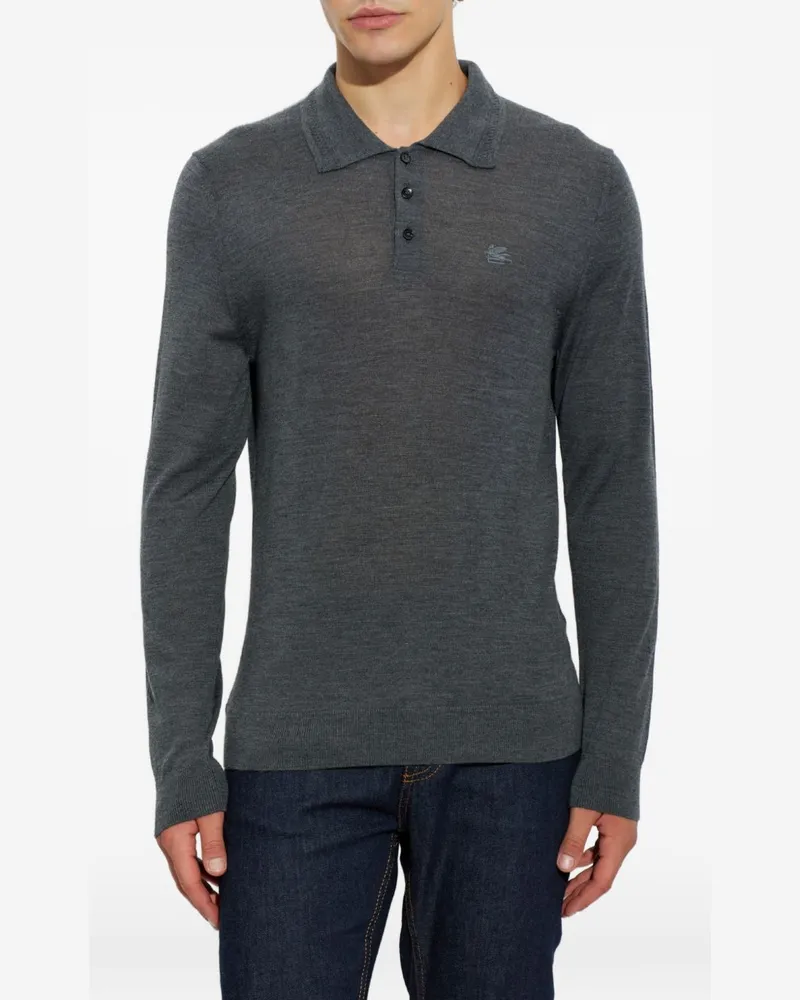 Etro Wool and Silk Polo — Gray Gray