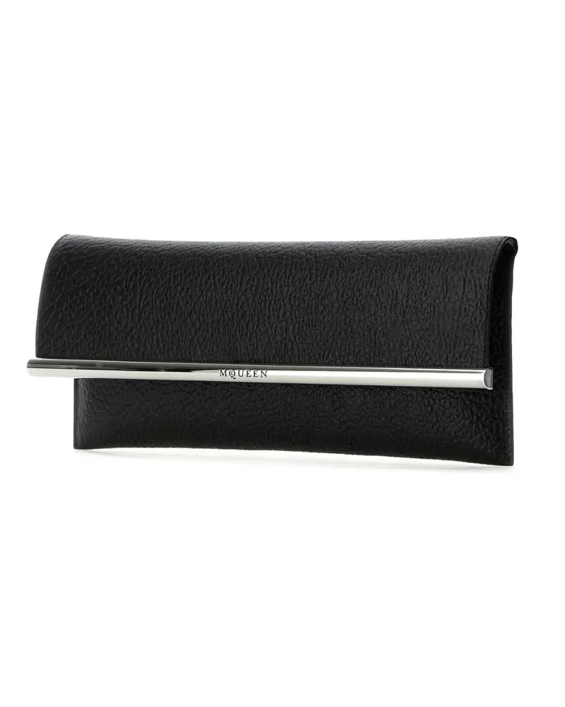 Alexander McQueen Women's Black Leather Cross B-Long Clutch Blacksilver Black