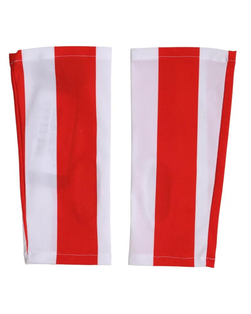 Dolce & Gabbana Women Red White Nylon Fingerless Wrist Length Gloves 07+pa Red