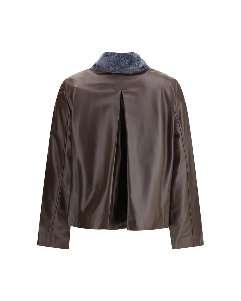 Marni Women's Brown Leather Jacket Clothing Brown