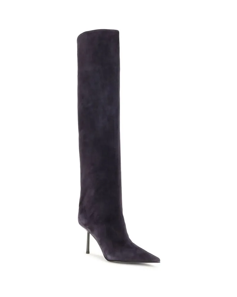 Le Silla Women's Blue Calf Leather Bos Taurus Over The Knee Shoe Black