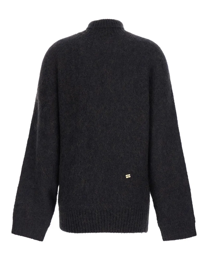 Ganni Brushed Mohair Batwing Turtleneck Sweater — Multicolor Multicolor