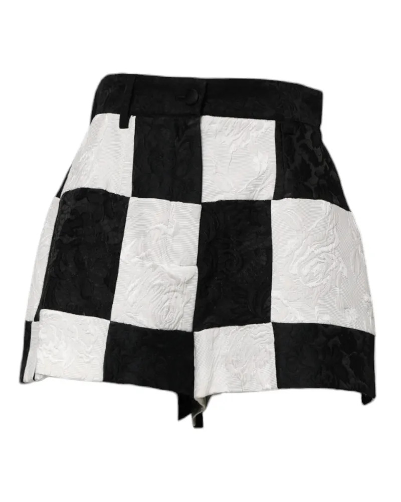 Dolce & Gabbana Women's Black White Floral Brocade Hot Pants Shorts Black-White Black/white Black