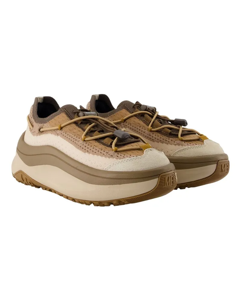 Moon Boot Women's Moon247 Xlace Sneakers -  Leather Brown Calfskin Shoes Beige