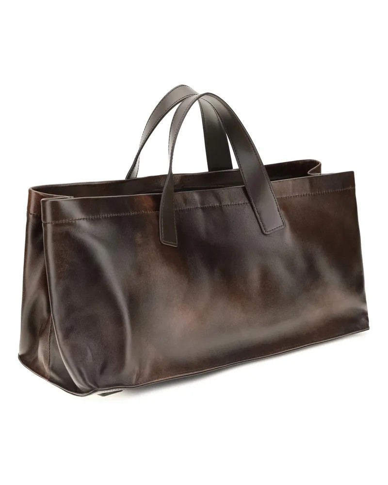 STAUD Women's Port Tote Handbag Espresso Distressed Lamb Ovis Aries Handbags Hand Bags Brown