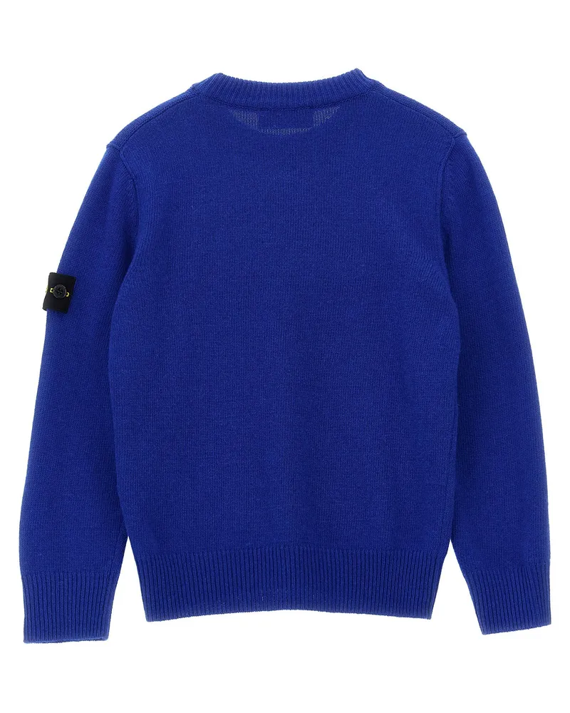 Stone Island Logo-Badge Wool Blend Sweater — Blue Blue
