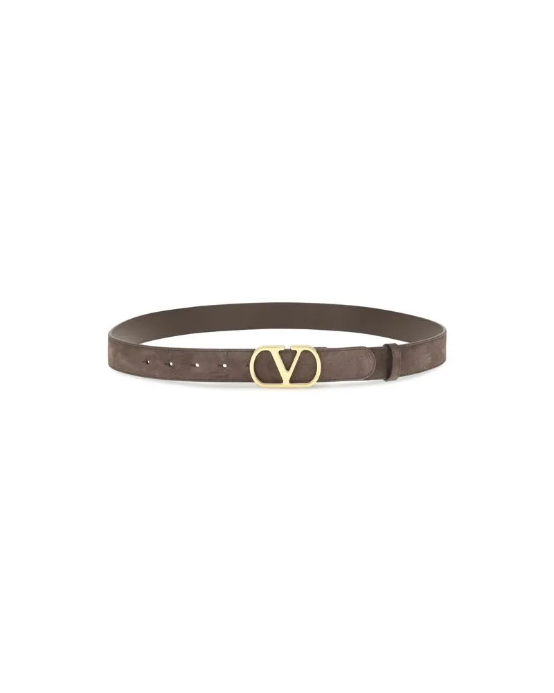 Valentino Garavani Men's Brown Calf Leather Bos Taurus Belt Brown