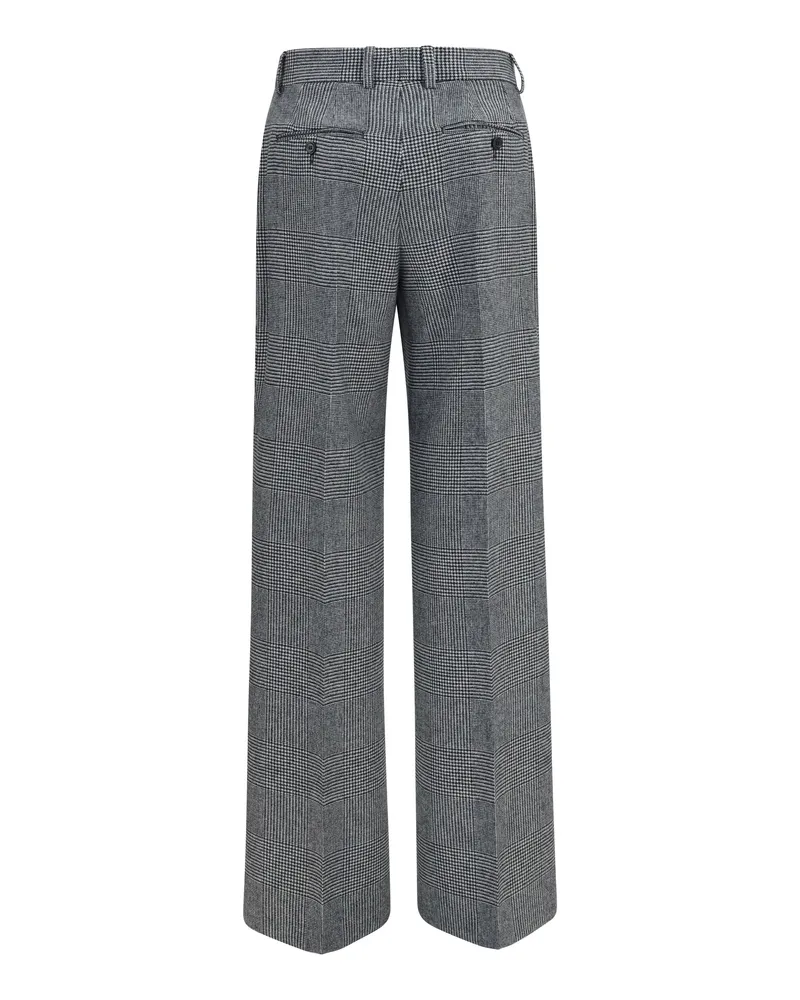 Dolce & Gabbana Prince of Wales Check Wool Trousers — Gray 
