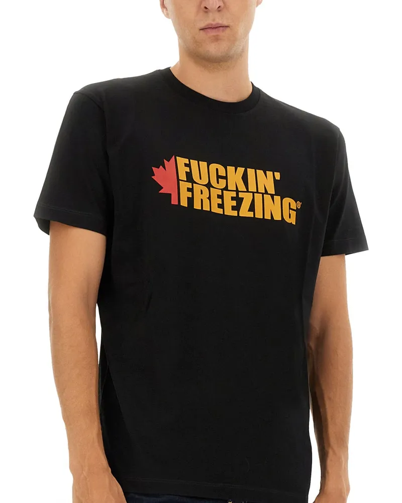 Dsquared2 Print Cotton T-Shirt — Black Black