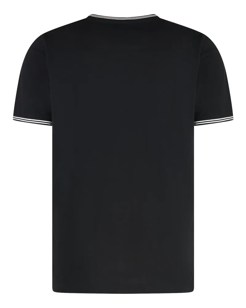 HUGO BOSS Stretch Cotton with Ribbed Edges T-Shirt — Black Black
