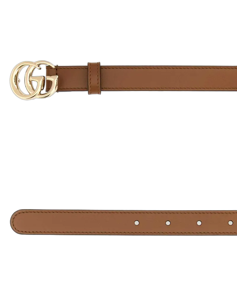 Gucci Women's Brown Leather Gg Belt Exterior: Cinture Brown