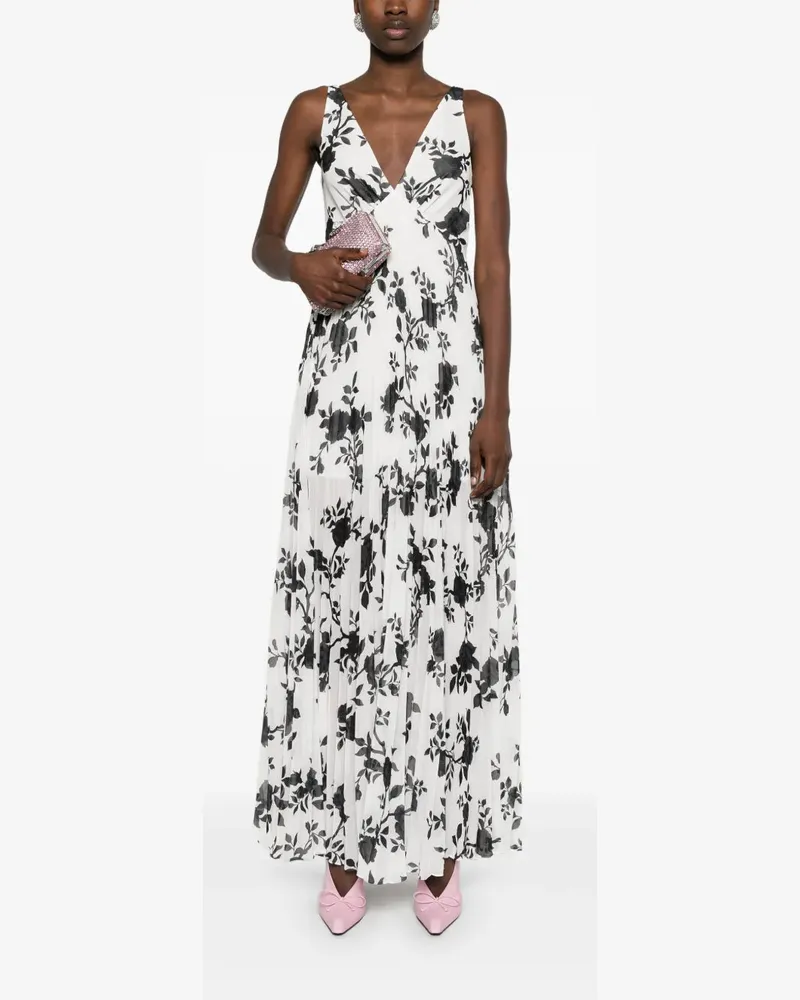 Self-Portrait Women's Floral-Print Chiffon Maxi Dress Ss25 W White