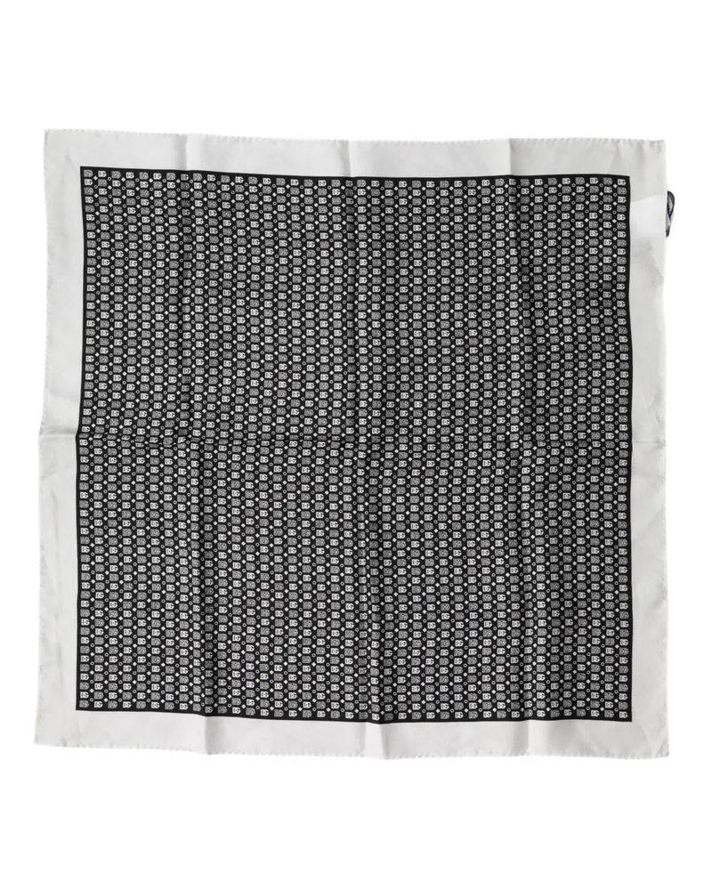 Dolce & Gabbana Men's White Black Patterned Square Foulard Scarf And Black