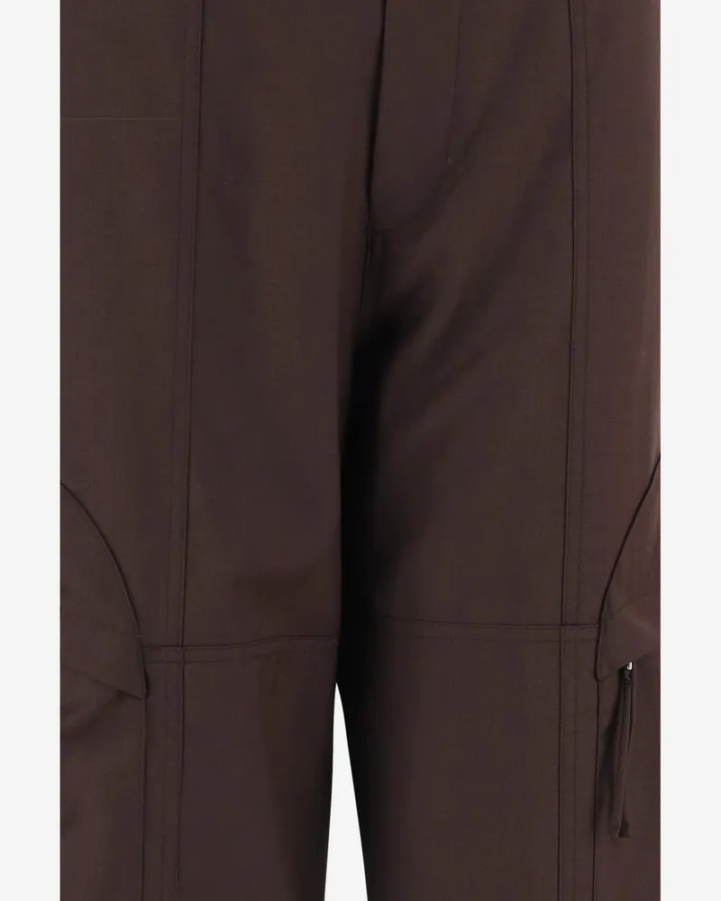 FRANKIE Shop Women Cargo Pants Brown Wool-Blend Polyester Trousers Brown