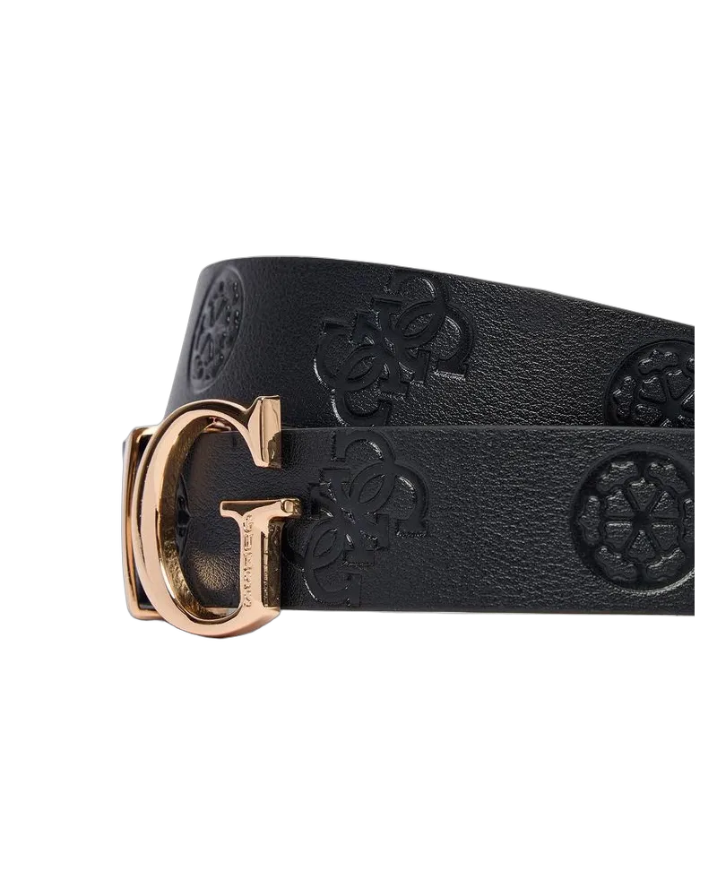 Guess Women Belt Black Polyester Accessories Burgundy