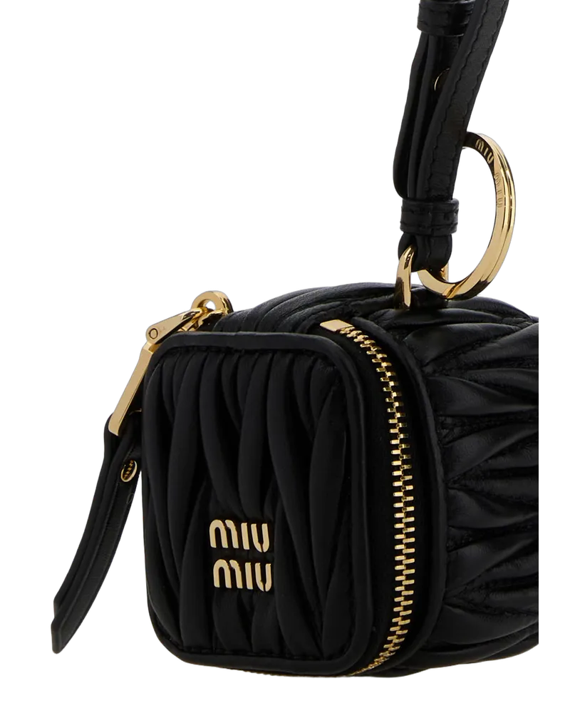 Miu Miu Nero Acciaio-Agnello Portachiavi Keychains Black
