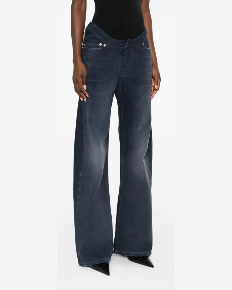 Balenciaga Frayed-Hem Denim Jeans — Navy Navy