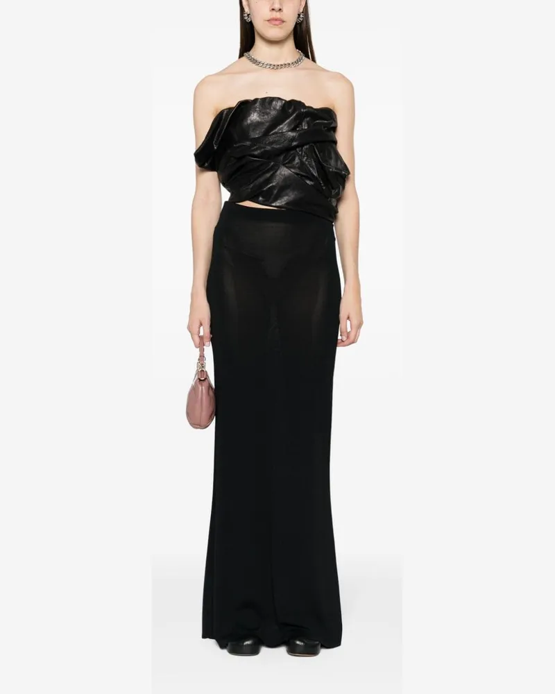 Rick Owens Draped Calf Leather Bustier — Black Black